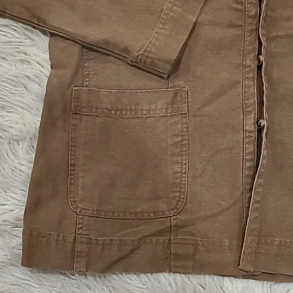 J jill womens brown tencel and linen button down womens jacket size medium‎